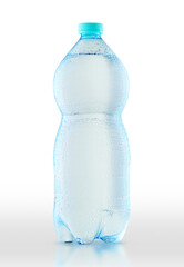 a large plastic bottle with mineral water whole in drops