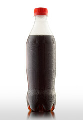plastic bottle with cola in drops - 636266693