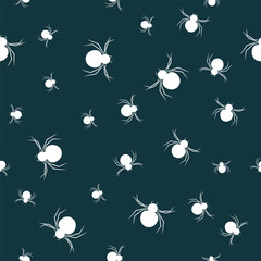 emerald dark green texture with white spiders seamless pattern