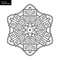 Outline mandala for coloring book. Clean Decorative round ornament. Oriental pattern, Vector illustration Coloring book page. Circular pattern in form of mandala for Henna, Mehndi, tattoo, decoration.
