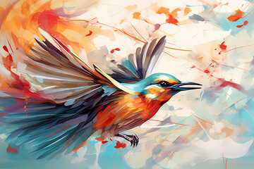 colorful bird in abstract style