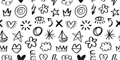 Scribble Doodles Abstract Seamless Pattern Print