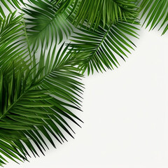 Obraz premium Translucent overlay showcasing gracefully arched palm leaves in vibrant green. 3D render illustration