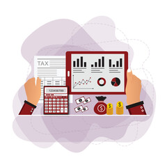 Tax payment concept. State Government taxation, calculation of tax return