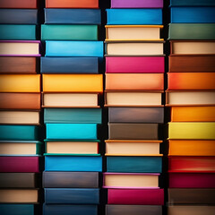 Top view of colorful books stacked on top of each other.  Education and learn concept. Back to school. 3D render illustration.