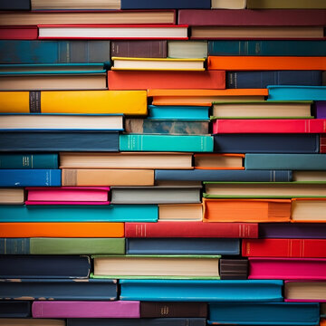 Top view of colorful books stacked on top of each other.  Education and learn concept. Back to school. 3D render illustration.