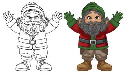 Obraz premium Isolated Elderly Grandfather in Winter: A Cartoon Character