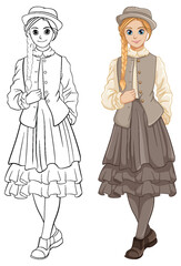 Beautiful Woman in Classic Vintage Outfit