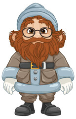 Isolated Elderly Grandfather in Winter Clothing