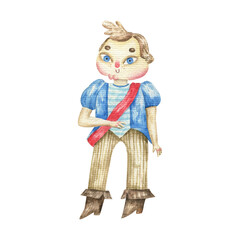 hand painted prince illustration, beauty character. Cute childish clipart