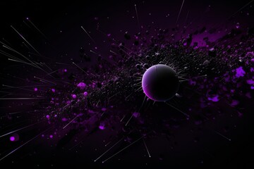 Abstract black background with futuristic purple balls glass texture AI