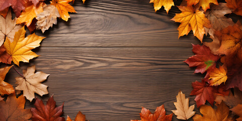 Naklejka na ściany i meble autumn leaves frame Generative Ai