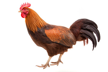 Fototapeta premium Rhode island red cockeral chicken cut out rhode island red rooster male isolated on a white background