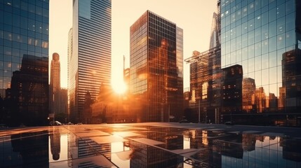 modern reflexive business office building at business district.