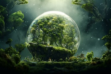 Earth covered in lush green trees. Generative AI