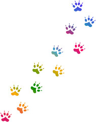 Set of colorful cat footprints