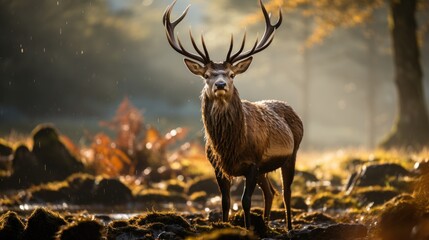 Graceful Red Deer Stags Amidst Rugged Landscapes