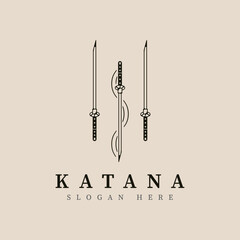 samurai mask line art logo vector illustration template design.