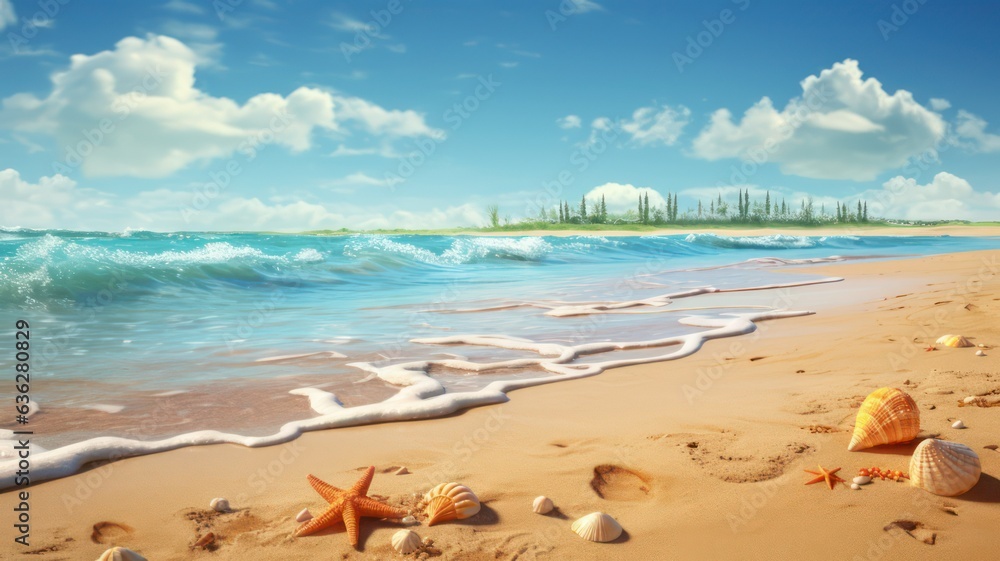 Poster beach background created with generative ai