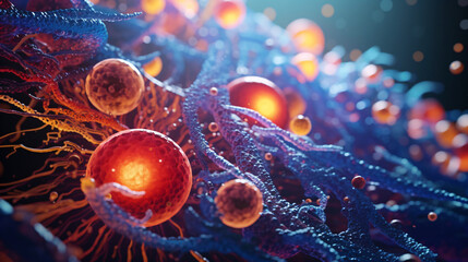 microscopic view of bacteria - obrazy, fototapety, plakaty