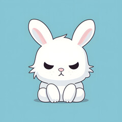 Obraz na płótnie Canvas Grumpy Rabbit Bunny Cute Kawaii Poster with Background