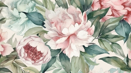 Watercolor floral background. Generative AI