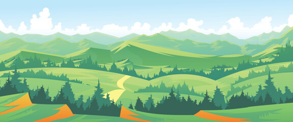 Mountain landscape vector illustration, mountain landscape, natural environment.
