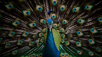 Fototapeta na wymiar peacocks bird feather tier blau frack feather