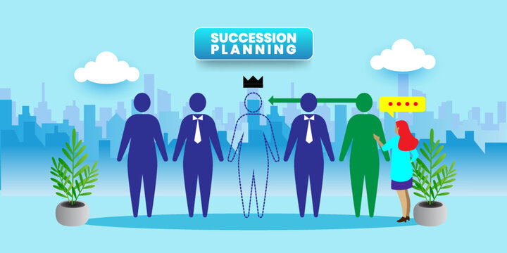 succession planning career development concept With icons. Cartoon Vector People Illustration