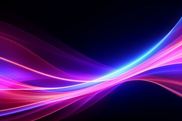 Vibrant neon light with a pink, blue, and violet line glowing. Abstract background with looping string emitting ultraviolet energy. Generative AI