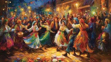 paint of people dancing at party Ai genretad