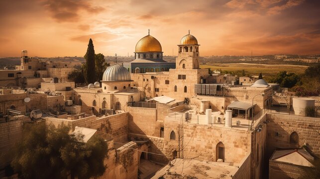 Israel  Jerusalem, the Western Wall Dome of the Rock Israel Ai genretad