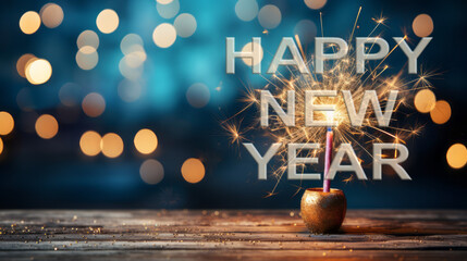 Happy New Year 2024. Beautiful creative holiday web banner or flyer with. Generative AI.