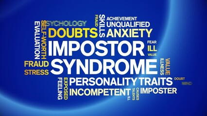 impostor syndrome animated tag word cloud;text design animation kinetic typography seamless loop.