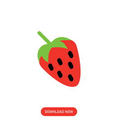 Garden fruit strawberry or strawberry flat color vector icon for food application and website. isolated white background