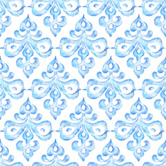 Blue ornament vintage seamless pattern.