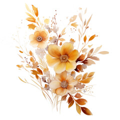 Watercolor Background With Flowers isolated.