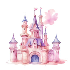 Obraz premium Watercolor princess castle isolated