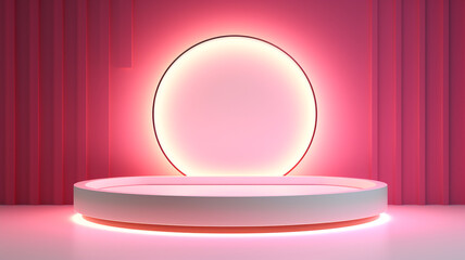 product display background with light frame. 3d podium for your product. Generative AI
