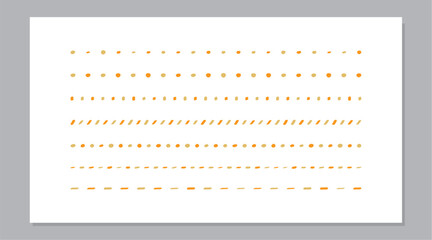 かわいい飾り罫セット　ライン素材　線　手書き　罫線　ベクター　あしらい　オレンジ　黄色　Set of hand drawn vector line border. cute hand drawn line set. - obrazy, fototapety, plakaty