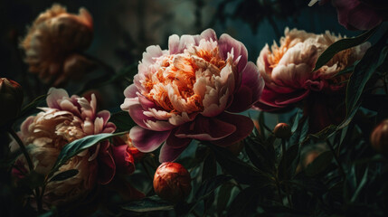 peonies abstract summer background flowers.