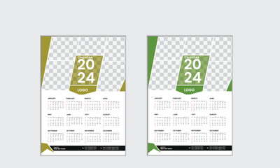
Vector simple single page wall calendar of 2024