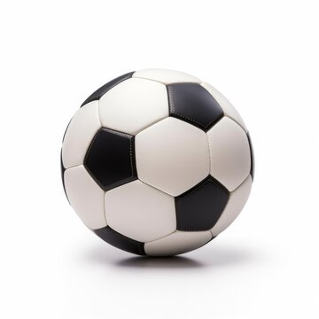 Soccer ball on white over white background. Football old-style soccer ball.