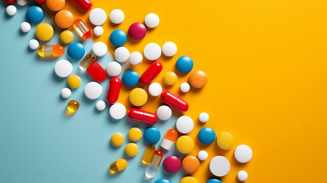 Pharmaceutical Drugs Creative Illustration, healthcare industry creative icon, Pharmacy, Medicine Creative Illustration, pills, medication, antibiotics, ad, banner poster