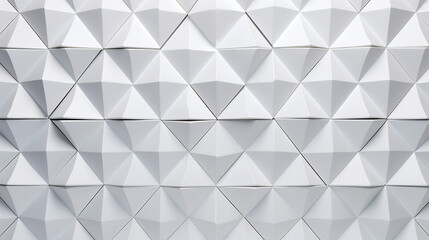 3D Geometric Diamond Rhombus Wall Texture - A banner panorama featuring a captivating background composed of white tiles arranged in a mesmerizing geometric pattern of rhombus-shap 