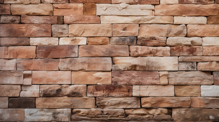 A rustic Mediterranean stone brick wall texture serving as a background or backdrop. Generative AI