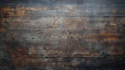Rustic and weathered dark metal texture forming a panoramic banner background. 