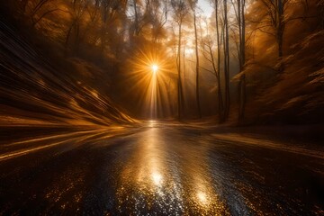 sunset in the forest