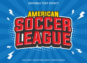 american soccer league editable text effect template use for font style logo