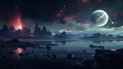 night sky and moon. Generative AI